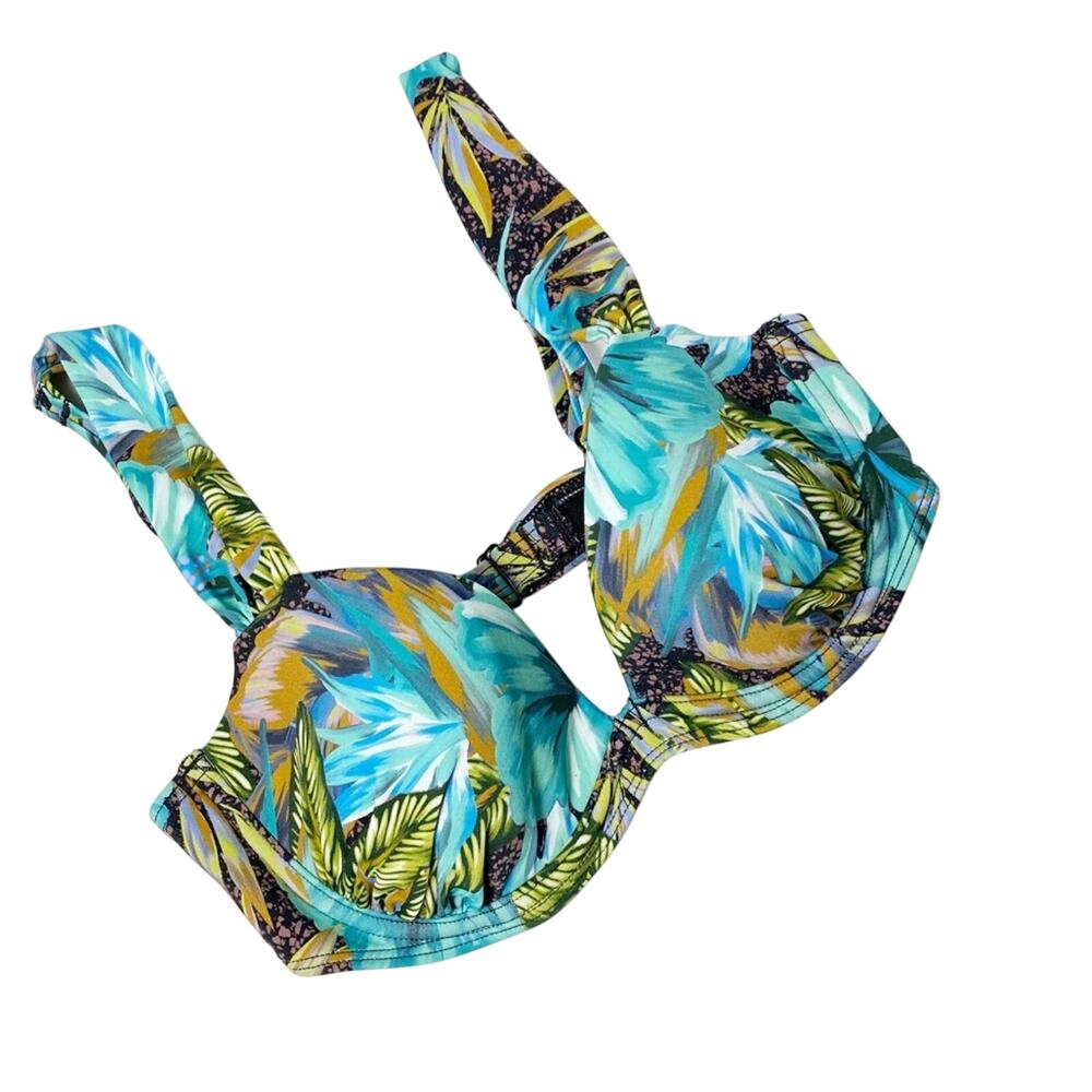 Out From Under Blue Flower Leaf Print Bikini Top SIZE SMALL BRAND NEW